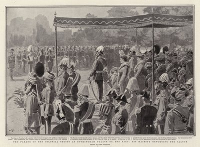 The Parade of the Colonial Troops at Buckingham Palace by the King, His Majesty returning the Salute by John Charlton